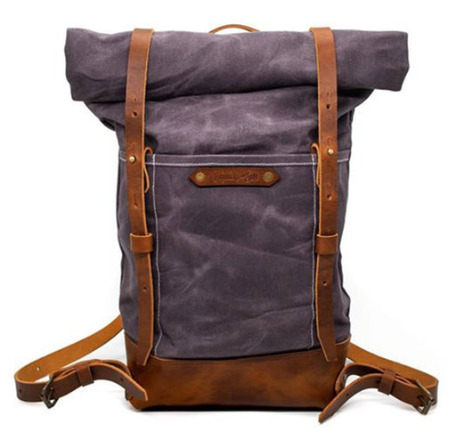 Brothers & Son The Pioneer Ash Blue Canvas and Leather Backpack