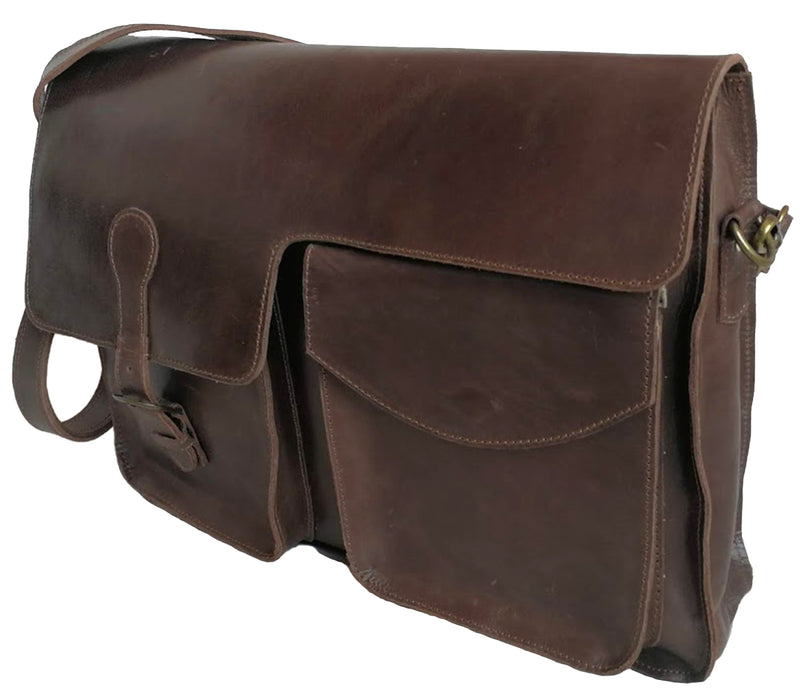 Zeri Messenger Vintage Laptop Bag, Full Grain Ethiopian Leather