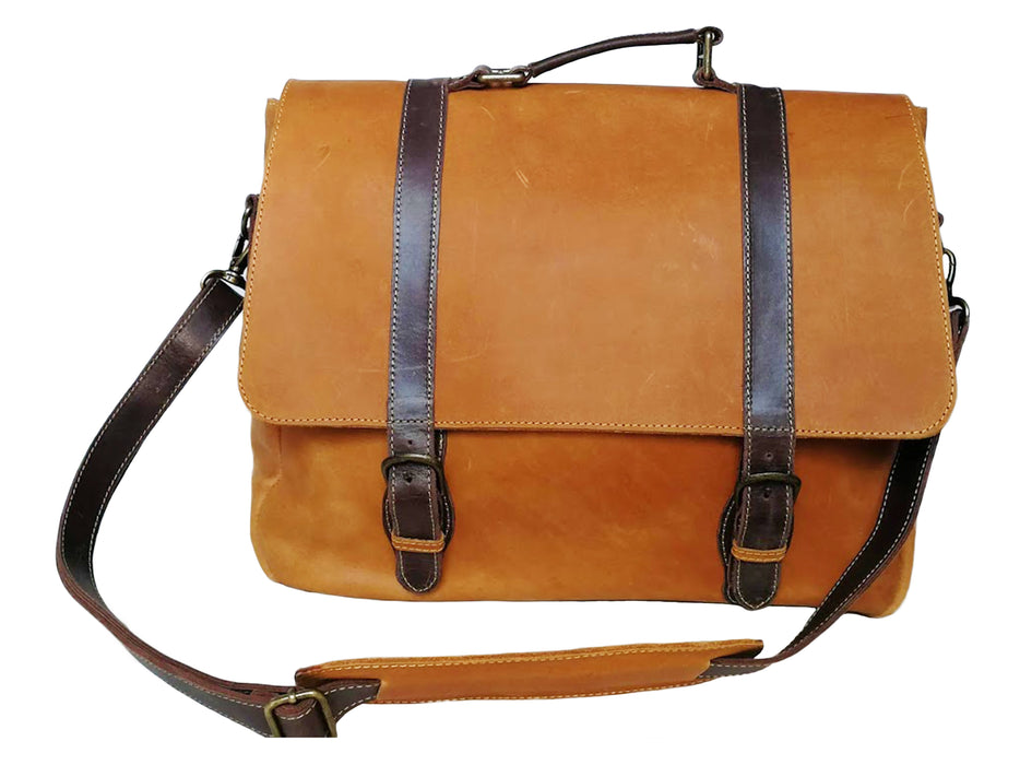 Zeri Messenger Laptop Bag For Men, Full Grain Ethiopian Leather