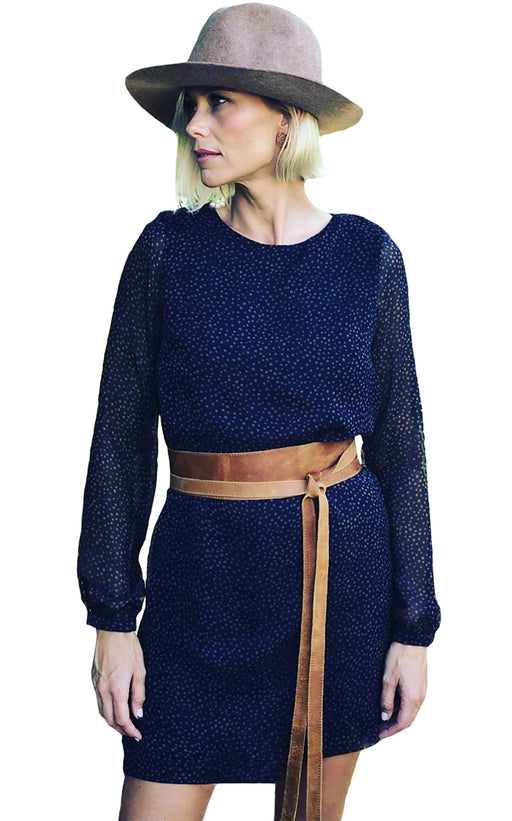 Ella Sol Chiffon Polka Dot Long Sleeve Dress