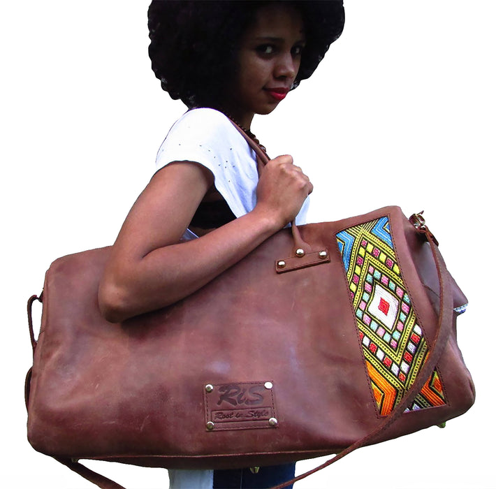 Root in Style Genuine Leather Duffle Bag