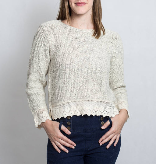 Cotton Girls Handcrafted Lace Top, Knitwear