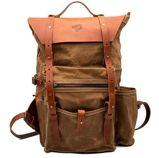 Brothers & Son The Wayfarer Bushveld Tan Canvas and Leather Backpack