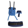 African Baby Carrier Denim-Shweshwe Deluxe (Carrier includes all accessories. carry bag, detachable moonbag)