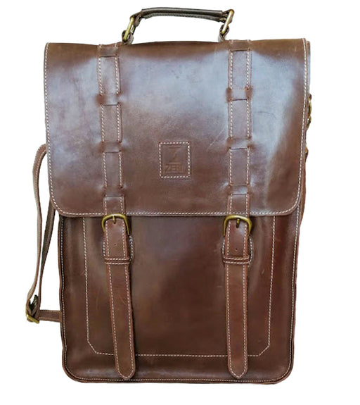 Zeri Messenger Laptop Bag for Men, Pull-Up Ethiopian Leather