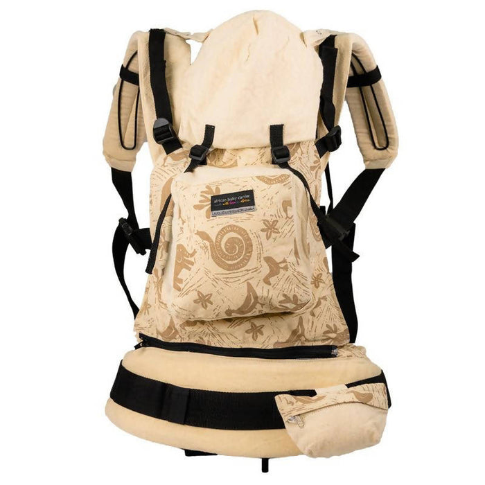 African Baby Carrier Hemp Animal Print Deluxe (Carrier includes all accessories. carry bag, detachable moonbag)