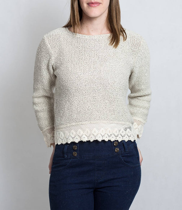 Cotton Girls Handcrafted Lace Top, Knitwear