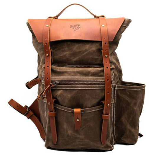 Brothers & Son The Wayfarer Aloe Green Canvas and Leather Backpack