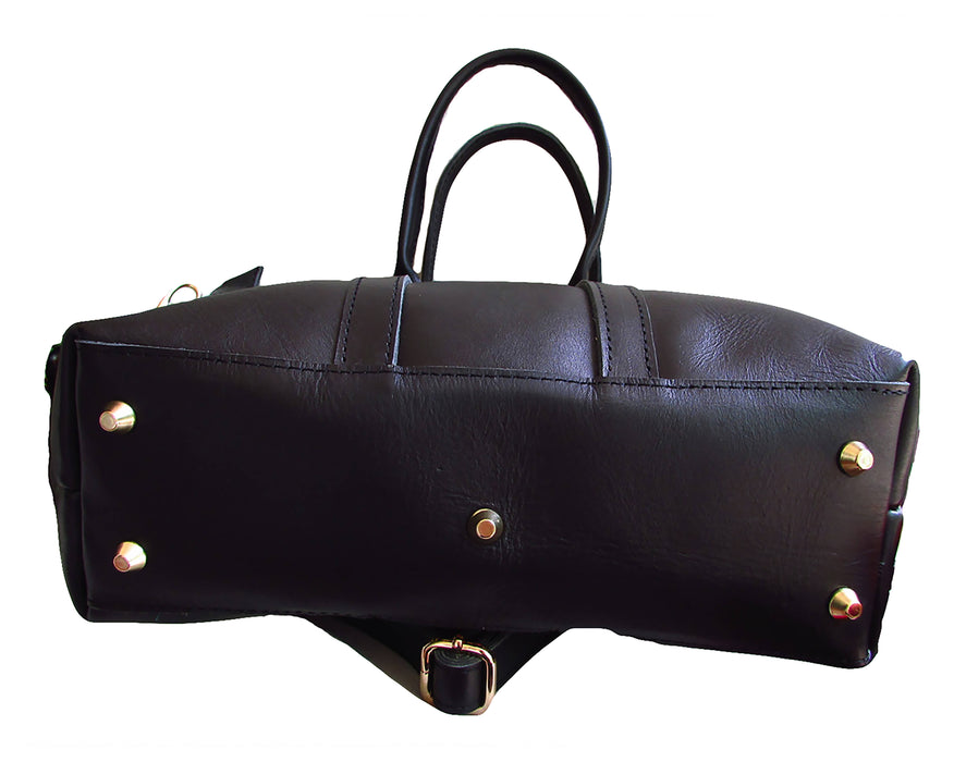 Root in Style Black Leather Women's Handbag