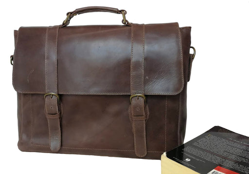 Zeri Messenger Classic Laptop Bag for Men, Full Grain Ethiopian Leather.