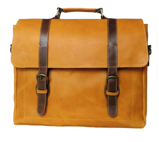 Zeri Messenger Laptop Bag for Men, Pull-Up Ethiopian Leather