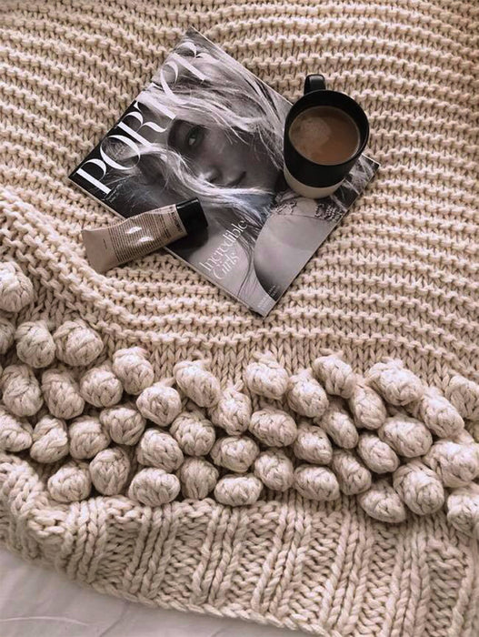 Aran Knitted Throw Blanket