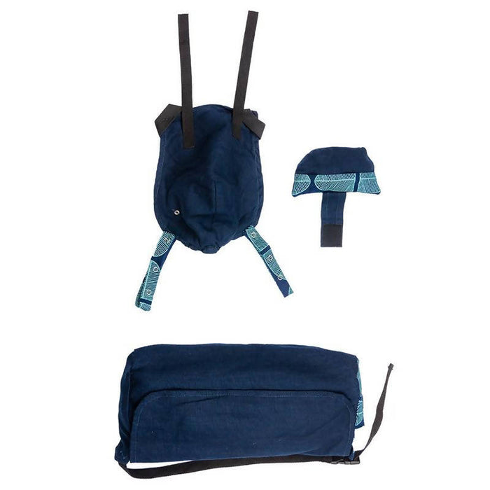 African Baby Carrier Denim Banana Leaf Deluxe (Carrier includes all accessories. carry bag, detachable moonbag)