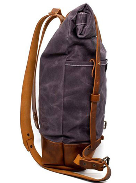 Brothers & Son The Pioneer Ash Blue Canvas and Leather Backpack