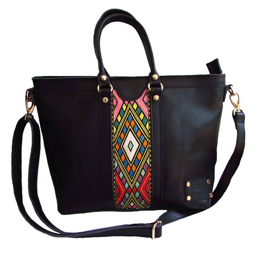 Root in Style Black Leather Women's Handbag