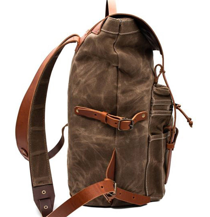 Brothers & Son The Wayfarer Aloe Green Canvas and Leather Backpack