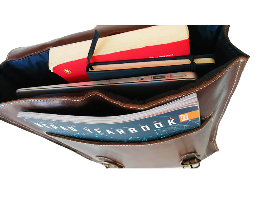 Zeri Messenger Laptop Bag for Men, Pull-Up Ethiopian Leather