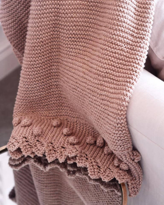 Bobble Lacy Edge Luxury Knitted Throw blanket
